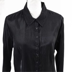 Bentley black blouse with fabric with sheen & sparkle lightweight unique size XL
